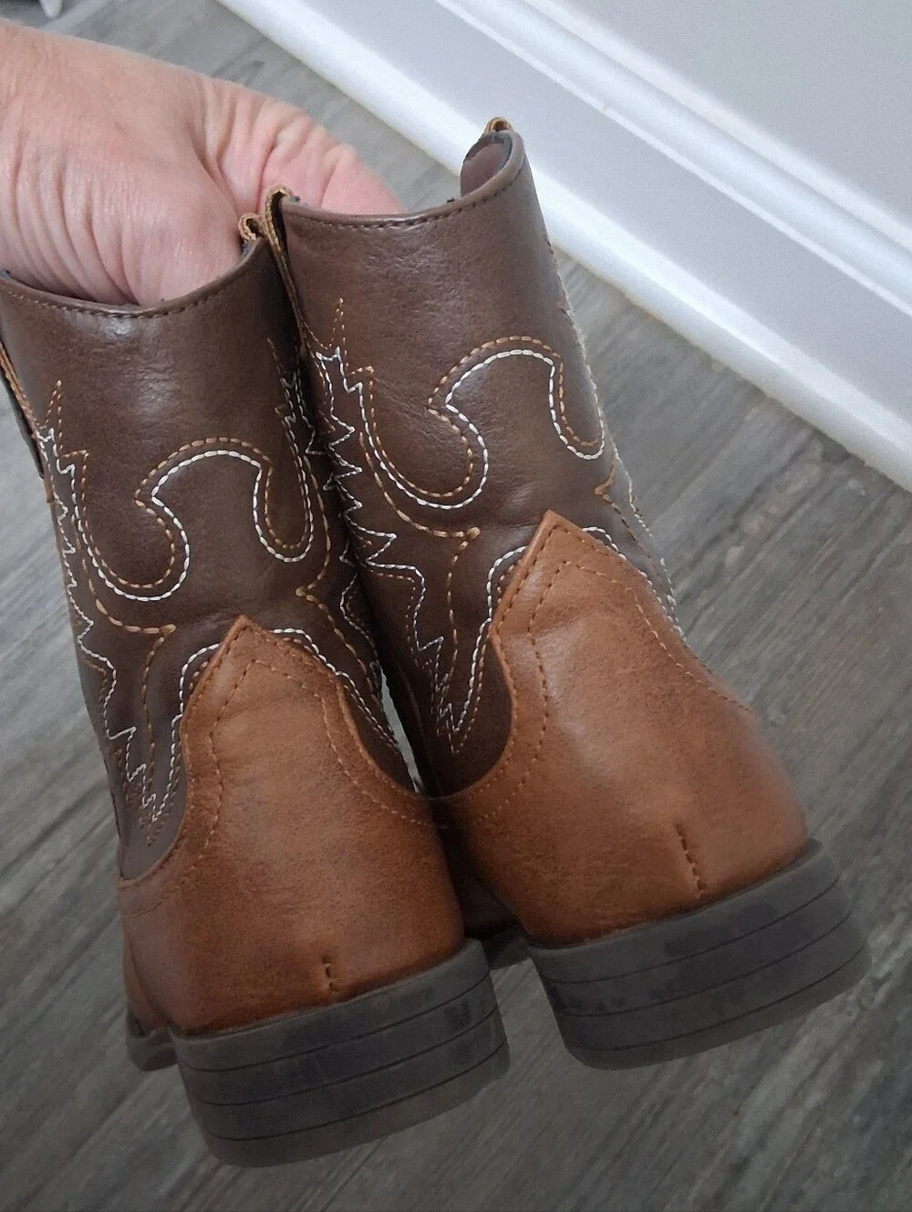 Kids Brown Two-Tone Western Cowboy Boots